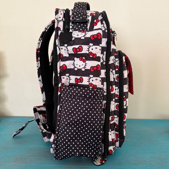 Ju-Ju-Be X Hello Kitty Red Polka Dot & Striped Backpack Diaper Bag w/ Mat - Picture 3 of 13
